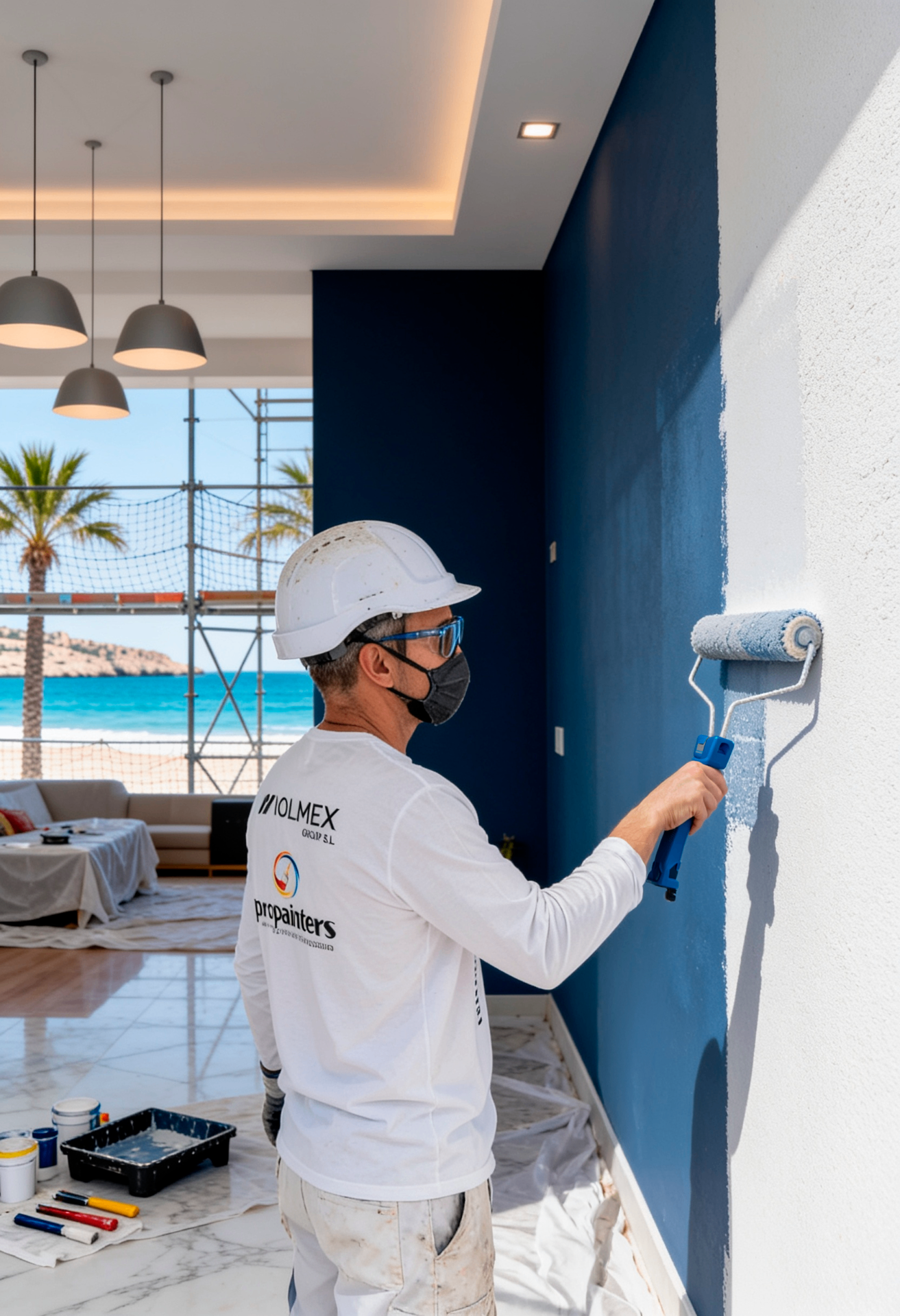 Acabado de pintura profesional en interior
